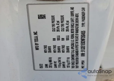 2022 Tesla Model 3 z USA, uszkodzony, nr VIN 5YJ3E1EB2NF260455